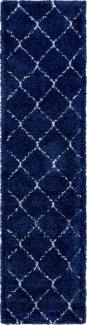Teppich "MARA Shaggy" Läufer Dunkel-Marineblau 80x305 cm