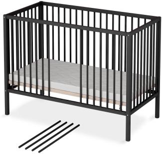 Sämann Babybett Sleepy 60x120 cm mit Matratze Eco, schwarz - BLACK EDITION -