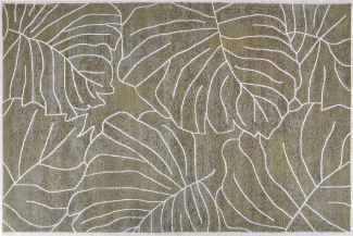Teppich Baumwolle grün 200 x 300 cm Blattmuster Kurzflor SARMIN