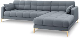 Micadoni 5-Sitzer Ecke rechts Sofa Mamaia | Bezug Light Blue | Beinfarbe Gold Metal