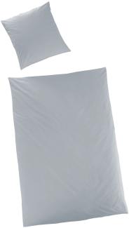 Hahn Haustextilien Luxus-Satin Bettwäsche uni Farbe silber 155x220 cm