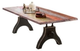 Tisch aus Altholz lackiert, Metall - 240 x 100 x 76 cm - Natur / schwarz
