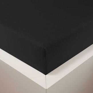Traumschlaf Jersey Elasthan Spannbettlaken Samtweich | 180x200 - 200x220 cm | schwarz