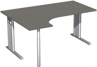 PC-Schreibtisch links, höhenverstellbar, 160x120cm, Graphit / Silber