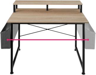Schreibtisch mit Ablage und Stofftasche - Industrial Holz hell, Eiche Sonoma, 120 cm