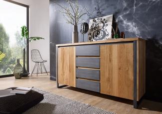 Sideboard 160x90cm 'Taipeh' Eiche & Metall gebürstet