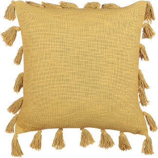 Dekokissen Baumwolle gelb mit Quasten 45 x 45 cm LYNCHIS
