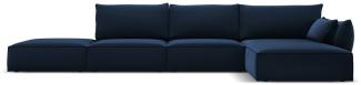 Micadoni 5-Sitzer Samtstoff Ecke rechts Sofa Kaelle | Bezug Royal Blue | Beinfarbe Black Plastic