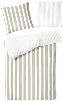 Traumhaft gut schlafen – Perkal-Bettwäsche, 2-teilig, mit Blockstreifen, in versch. Farben und Größen : 80 x 80 cm, 240 x 220 cm : Taupe