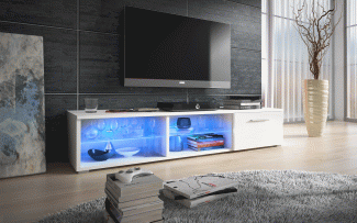 TV-Lowboard Bright mit LED Weiß
