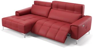 Sofanella SALENTO Ecksofa Ledercouch Funktionssofa Sofa in Rot S: 217 x 163 Breite x 100 Tiefe