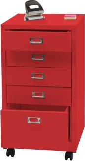 Rollcontainer HWC-L49, Schubladenschrank Stahlschrank Aktenschrank, Metall 75x40x41cm 5 Schubladen ~ rot