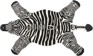 Kinderteppich Wolle schwarz weiß 100 x 160 cm Zebramotiv MARTY