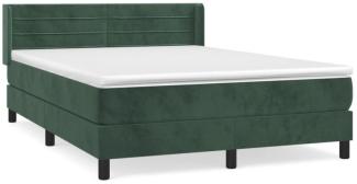 vidaXL Boxspringbett mit Matratze Dunkelgrün 140x200 cm Samt