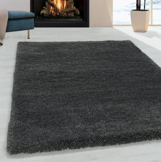 Soft-Shaggy Teppich FLUFFY GREY 120 X 120cm Rund