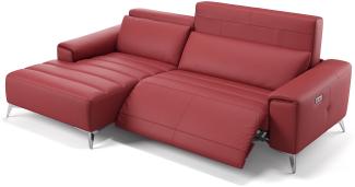 Sofanella Ecksofa BELLA Sofalandschaft Funktionscouch Ledercouch in Rot S: 209 Breite x 100 Tiefe