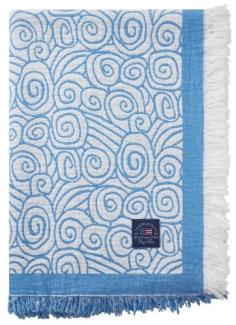 LEXINGTON Tagesdecke Jacquard Organic Cotton Blue/White (160x240cm) 12420100-5600-BS10