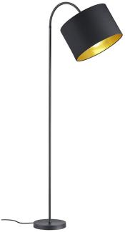 LED Stehleuchte mit Flexgelenk und TEXTIL Lampenschirm Ø35cm in Schwarz/Gold