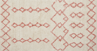 Teppich Baumwolle beige rosa 80 x 150 cm geometrisches Muster Kurzflor BUXAR