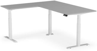elektrisch höhenverstellbarer Schreibtisch L-SHAPE 200 x 170 x 60 - 90 cm - Gestell Weiss, Platte Grau
