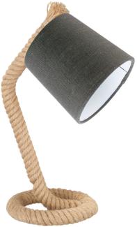 LED Tischlampe - Taulampe mit Seil & Schirm Leinen Grau, Höhe 37,5cm