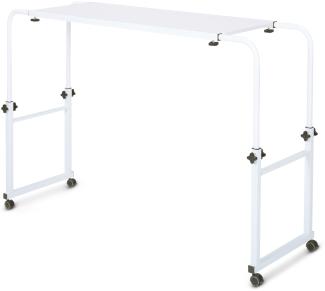 Betttisch auf Rollen, höhenverstellbar 78 bis 120cm, längenverstellbar 119 bis 190cm, weiß