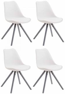 4er Set Stühle Toulouse Kunstleder Rund grau (Farbe: weiß)