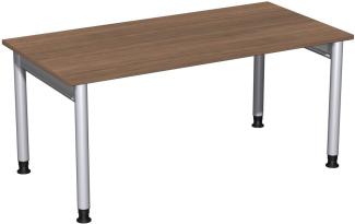 Schreibtisch '4 Fuß Pro' höhenverstellbar, 160x80cm, Nussbaum / Silber