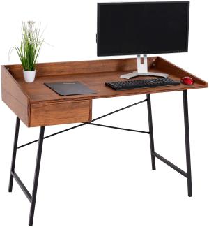 Schreibtisch HWC-J97, Bürotisch Computertisch, Schublade 3D-Struktur 98x114x60cm MVG-zertifiziert ~ braun