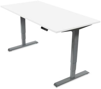 Desktopia Pro - Elektrisch höhenverstellbarer Schreibtisch / Ergonomischer Tisch mit Memory-Funktion, 5 Jahre Garantie - (Weiß, 180x80 cm, Gestell Grau)