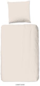 good morning Renforcé Bettwäsche 3 teilig Bettbezug 200 x 220 cm Kopfkissenbezug 60 x 70 cm Uni duvet cover 0270. 02. 02 Sand