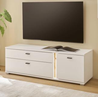 TV-Lowboard Bellport in weiß matt und Eiche 150 cm