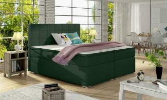 Stylefy Neptune Boxspringbett Dunkelgrün Velours KRONOS 160x200 cm