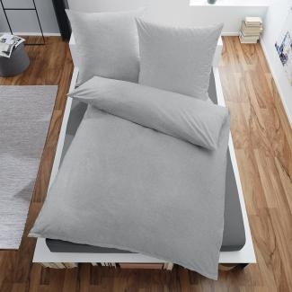 Traumschlaf Uni Melange Flanell Bettwäsche Classic|Kissenbezug einzeln 80x80 cm| silber