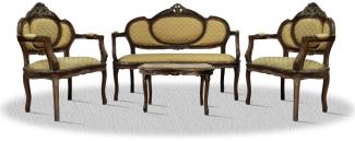 Casa Padrino Barock Salon Set mit Sitzbank 2 Stühlen und Tisch - Hotel Möbel