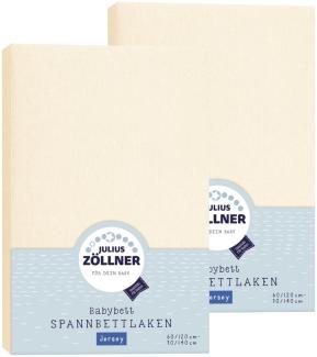Julius Zöllner Spannbetttuch Jersey 70x140 / 60x120 Ecru Doppelpack
