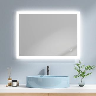 EMKE LED Badspiegel mit Beleuchtung 80x60cm Kaltweiß Licht Badezimmerspiegel Touch Dimmbar