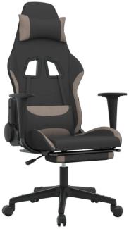 vidaXL Gaming-Stuhl mit Massage & Fußstütze Schwarz und Taupe Stoff, Drehbar [345503]