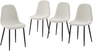 BAÏTA Lena Set mit 4 Stühlen, Stoff und Metall, Elfenbein, L44cm