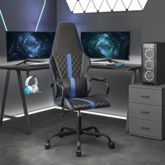 Gaming-Stuhl mit Massagefunktion Blau und Schwarz Kunstleder (Farbe: Blau)
