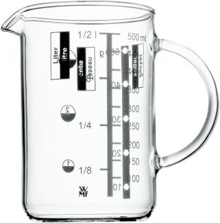 WMF Gourmet Glas Messbecher 0,5l, hitzebeständiges Glas, Skalierung für Liter, Milliliter, Tassen und Gramm
