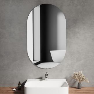 EMKE Badspiegel Elliptisch Wandspiegel Oval Rahmenlos Badezimmerspiegel Spiegel 100×60×1. 5cm