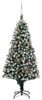 vidaXL Künstlicher Weihnachtsbaum mit LEDs Kugeln Zapfen 210 cm, Mit Beleuchtung [3077618]