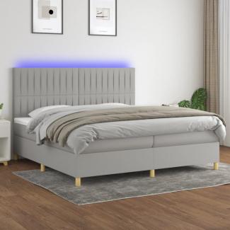 vidaXL Boxspringbett mit Matratze & LED Hellgrau 200x200 cm Stoff, Härtegrad: H2 [3135621]