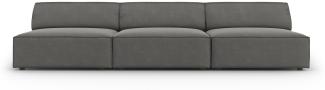 Micadoni 3-Sitzer Samtstoff Sofa Jodie | Bezug Light Grey | Beinfarbe Black Plastic