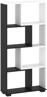 Bücherregal Split Raumteiler 60x20x120cm schwarz weiß