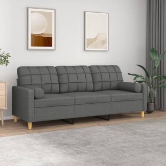 vidaXL 3-Sitzer-Sofa mit Zierkissen Dunkelgrau 180 cm Stoff