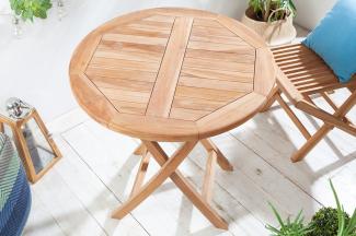 riess-ambiente Gartentisch EMPIRE TEAK 70cm braun, Massivholz · Balkonmöbel · klappbar · rund · Holztisch · Teakholz