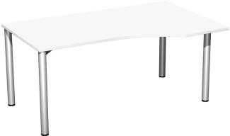 PC-Schreibtisch '4 Fuß Flex' rechts, 160x100cm Weiß / Silber