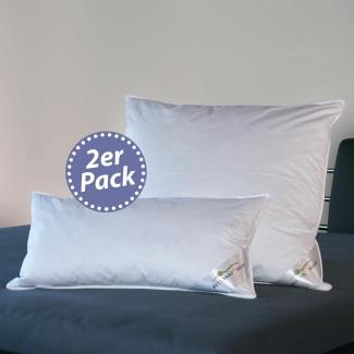 BettwarenShop Doppelpack 3-Kammer-Kissen Premium Aussen 90% Daunen, 10% Federn | 2x 40x80 cm